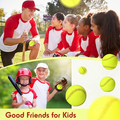 20 Pack Sports Practice Softball with Mesh Bag, Official Size and Weight Slowpitch Softball, Unmarked Leather Covered Fastpitch Ball Training Ball for Training