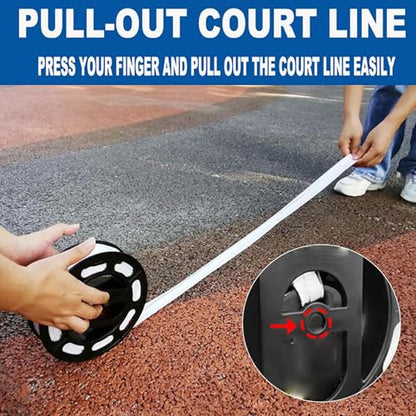 Badminton Court Boundary Lines - 240x528 Inch Court Guide Tape, Visible, Foldable Training Markers | Suitable Beach Volleyball Grass Backyard Games