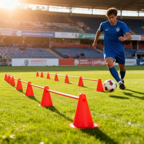 10-Pack Football Training Cones, Bracket Accessories, Obstacle Marking Set - color: Red