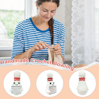 Mini Funny Crochet Bowling Ball Gift for Bowling Lovers, Birthday Gift for Men and Women Who Love Bowlings, Emotional Support Crochet - color: Bowling