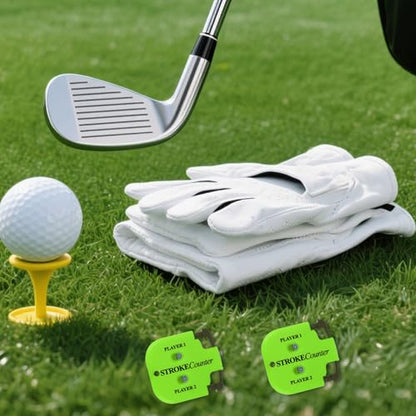 2pcs Golf Stroke Counters, Portable Score Keeper with Hanging Rope Mini Square Design 2 Player Stroke Counter Clicker for Golf Training Competitions & Games (Green)