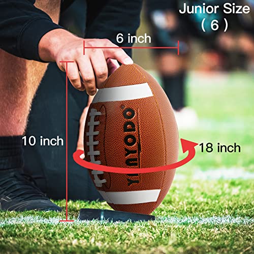 6 Pack Football Size 6 Junior Sized Ball with Textured Grip for Kids Youth Practice, Match and Scrimmage Play Indoors & Outdoors All Weather Use with Pump