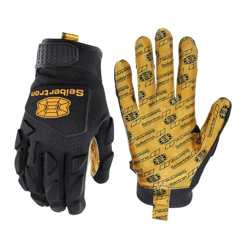 Seibertron Pro 3.0 Elite Ultra-Stick Football Receiver Gloves, High Performance Non-Slip Sports Gloves for Youth Kids Boys Girls & Adult - color: Touchscreen-black/Gold, size: M Adult