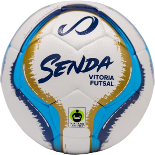 Senda Vitoria Premium Match Futsal Ball, Fair Trade Certified - color: Gold/Light Blue, size: Size 4