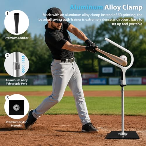 25° Baseball Swing Path Trainer, Upgraded All-Aluminum Tubing Clamps Bat Path Trainer, Softball & Baseball Swing Path Trainer