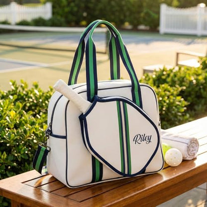 Personalized Pickleball Bag for Women, Custom Pickle ball Tote Bag with Paddle Holder, Large Spacious Shoulder Bag, Add Name Logo Monogram or Design, Pickleball Gifts for Players