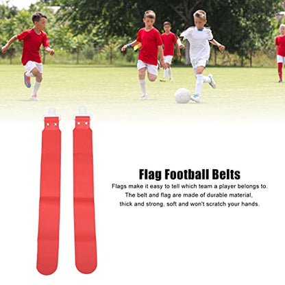 Flag Football Set, Adjustable Flag Football Belts for Kids Youth and Adults Training, 5pcs - color: Red