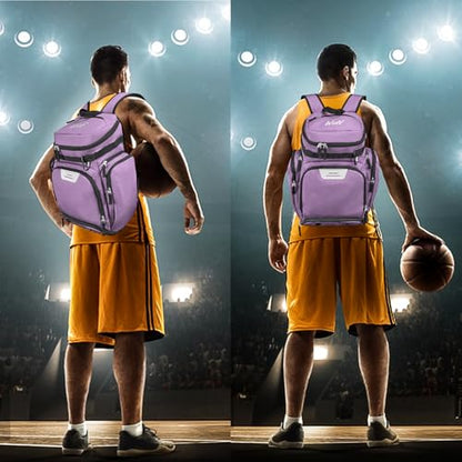WOLT Basketball Bag Backpack with Separate Ball Compartment and Shoes Pocket, Gym Bags for Men, Large Sports Bag for Basketball, Soccer, Volleyball, Baseball - color: Purple