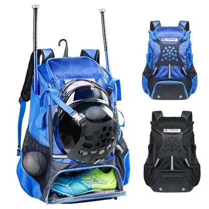Baseball Backpack for Youth, Boys, Adults - Bat and Softball Equipment Bag With Glove Holder, Helmet, Shoes Compartment - T-Ball Accessories and Baseball Gifts