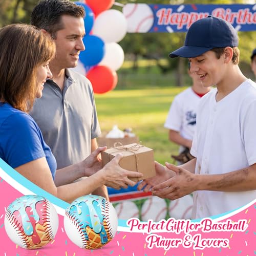 Baseball Ice Cream Drip, Practice Baseballs 9 Inch Standard Size Baseball Party Favor for Beginners Teenagers Practice Training Hitting Pitching Throwing Game Tournament