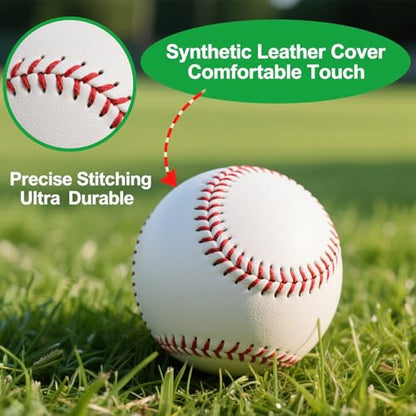 Rarapop Blank Standard Baseball Balls, Official Size 9 Inch Leather Covered Practice Baseball Training Ball for League Play, Pitching, Hitting, Batting, Fielding, Autograph - style: Soft-2pack