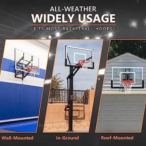 Basketball Rim Replacement, Heavy Duty Breakaway Rim and Net, Universal 18" Professional Double-Spring Solid Steel Backboard Rims Fits In-Ground and Wall-Mounted Basketball Hoops Indoor Outdoor