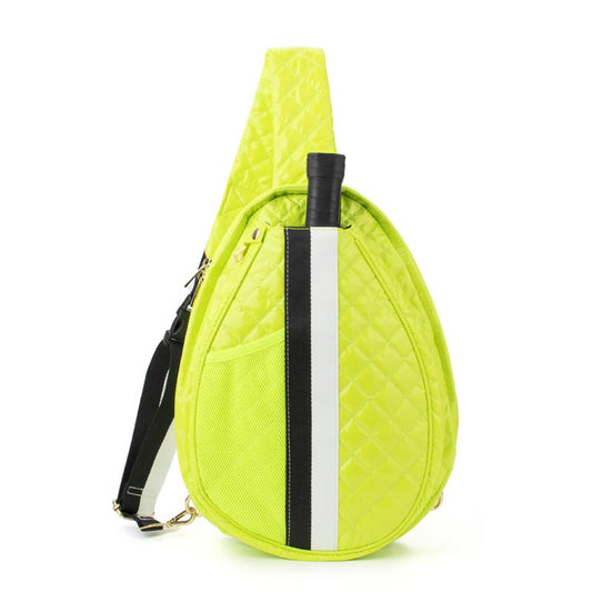 The Brooklyn Pickleball Puffer Sling Bag – Lightweight, Water-Resistant Bag for Paddles, Balls & Bottles with an Adjustable Strap (Citron) - color: Citron
