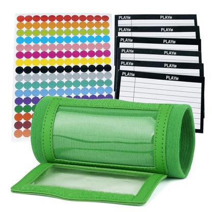 GOGO Football Wristband with QB Playbook - Wrist Coach - 192 Stickers & 6 Sign Cards for DIY - color: Green