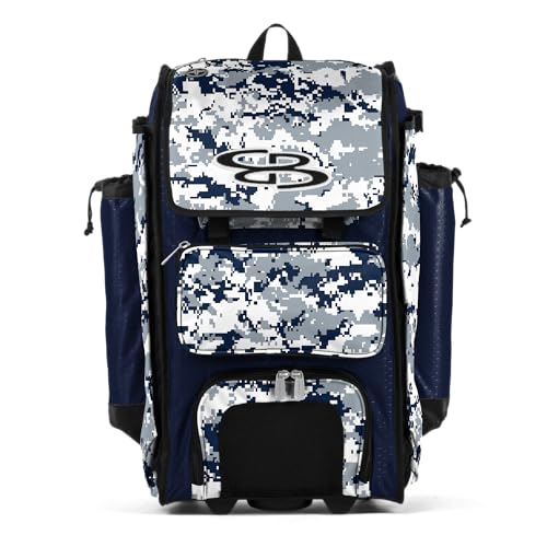 Boombah Rolling Catchers Superpack Baseball/Softball Gear Bag Digital Camo - 23-1/2" x 13-1/2" x 9-1/2" - Multiple Colors - Telescopic Handle and Holds 4 Bats - Wheeled Version - color: Navy/Gray_C23