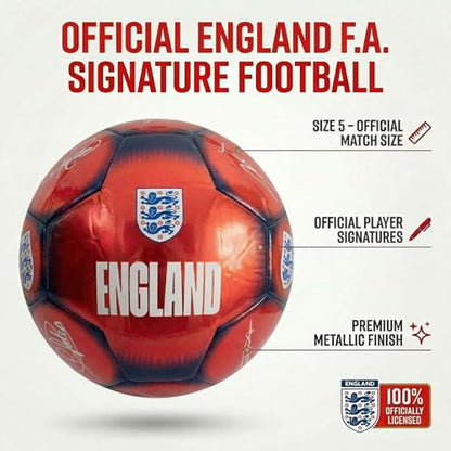 Hy-Pro Officially Licensed Classic Signature Soccer Ball, Metallic, Size 5, Training, Match, Merchandise, Collectible for Kids and Adults - style: England FA