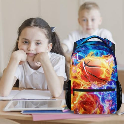 Basketball Bookbag for Boys - School Backpack for Kids Teens Elementary Middle School 17 Inch - color: Red