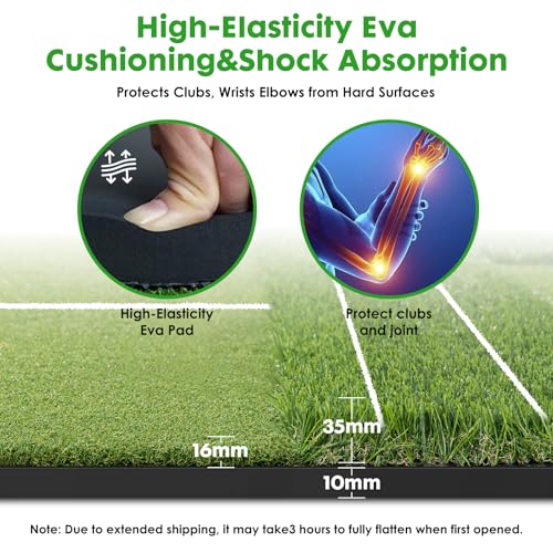 RELILAC 5x4ft Golf Mat with Ball Tray, 26/31mm Thickened Golf Hitting Mats for Backyard, Driving Range, Indoor & Outdoor Practice, Turf Matt with 3 Tees for Chipping Swing Driving Training