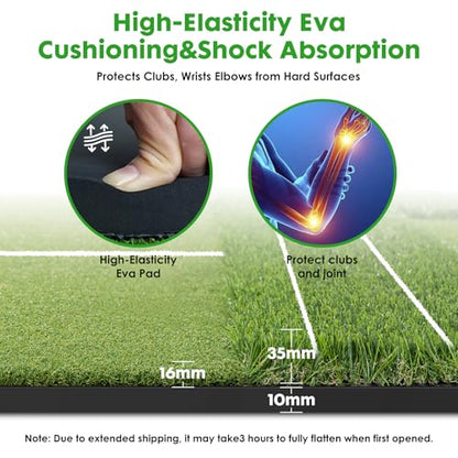 RELILAC 5x4ft Golf Mat with Ball Tray, 26/31mm Thickened Golf Hitting Mats for Backyard, Driving Range, Indoor & Outdoor Practice, Turf Matt with 3 Tees for Chipping Swing Driving Training
