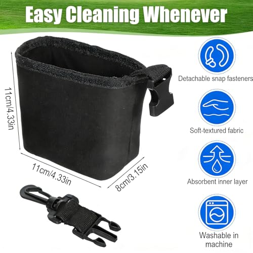 Golf Club and Golf Ball Cleaning Bag - Cleans Club Grooves Cleaner, Golf Bag Accessories,Waterproof Clean Face Tech, Detachable Clip, Machine Washable,Golfer Gifts for Men(Black)