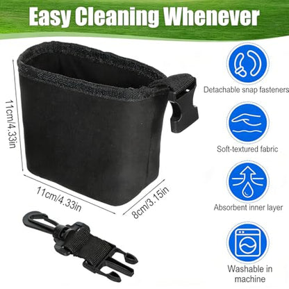 Golf Club and Golf Ball Cleaning Bag - Cleans Club Grooves Cleaner, Golf Bag Accessories,Waterproof Clean Face Tech, Detachable Clip, Machine Washable,Golfer Gifts for Men(Black)