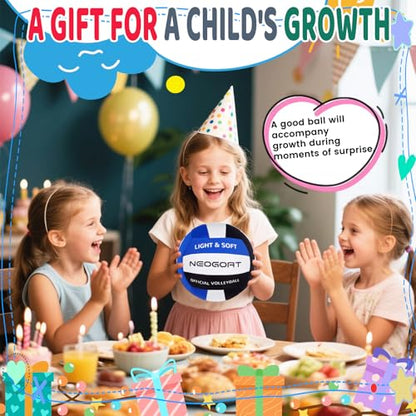 Soft Volleyball for Indoor Practice-Super Soft & Silent Fabric Indoor Volleyball Lightweight for Kids Youth Beginners, Perfect for House Training Practice Games(Deflated,with Pump)