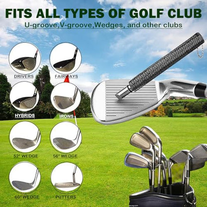 Pro Golf Club Cleaner Set, Water Brush with Holder Clip and 4oz Bottle, Golf Groove Sharpener, Suitable for U and V Grooves