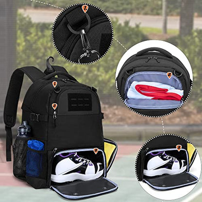Basketball Bag Backpack, Soccer Bag Backpack with External Ball Net, Basketball Equipment Bag with Separate Shoe Space for Basketball, Soccer, Volleyball, Sport Training