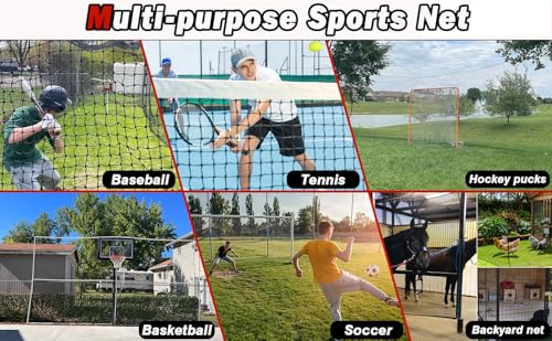 Baseball Softball Backstop Nets,Sports Net,Sports Netting Barrier,Sports Netting for Backyard,Twisted Knotted PE Net - style: 10X40FT