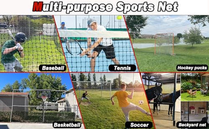 Baseball Softball Backstop Nets,Sports Net,Sports Netting Barrier,Sports Netting for Backyard,Twisted Knotted PE Net - style: 15X15FT