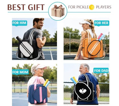Pickleball Sports Tote Bag with Racket Holder, Neoprene, Adjustable Shoulder Strap - color: Black