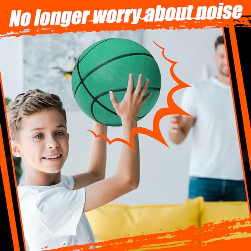 JellyArch 2 Pcs Silent Basketball Size 7 (29.5") Indoor Soft Foam Basketball Official Sports Ball Elastic Inside for Youth Dribbling Training Practice Ball