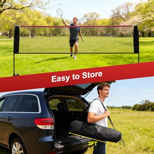 Portable Badminton Net Set, 10FT Wide, Adjustable Height Multi Sport Net for Pickleball, Tennis, Volleyball, Soccer Tennis, Indoor Outdoor with Carry Bag, Easy Setup for Backyard