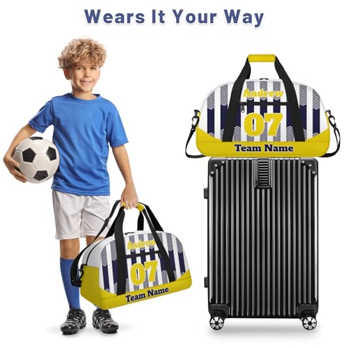 Basketball Soccer Gifts for Boys Girls - Custom Sports Duffle Bag, Personalized Name & Team Bag, Water-Resistant Gym Bag for Basketball, Soccer, Volleyball | Y-Navy Yellow - color: Y-Navy Yellow