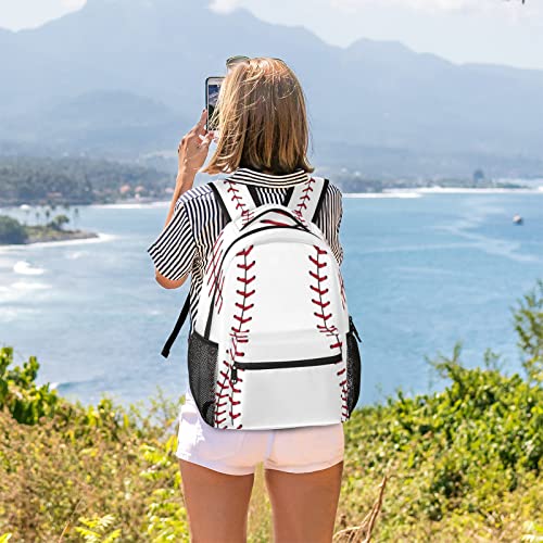 Baseball Ball Print Pattern Large Backpack Rucksack Book Bag Travel Hiking School Bag for Adult Boys Girls