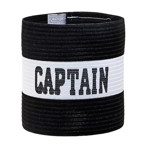 ONLYKXY Captain Armbands 9x30CM/3.54x11.81inch Adjustable Leader Armband for Soccer Basketball Volleyball School Team Competition Coach Players Wrist Arm Bands - color: Black+White