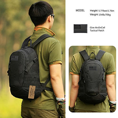 15L Motorcycle Backpack Tactical Bag Rucksacks for Outdoor Camping Trekking Hunting with Patch - color: Black