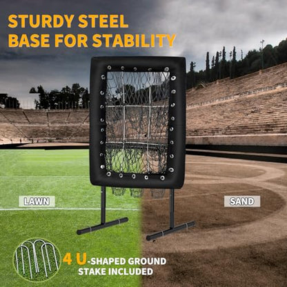 Upgraded 9 Hole Pitching Net, Baseball Pitching Target with Strike Zone Pockets, Height Adjustable Softball Baseball Training Equipment for Hitting and Pitching