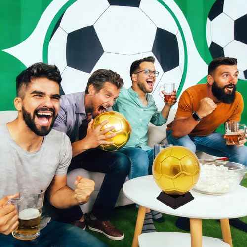 Gold Soccer Ball Size 3 Autograph Football with Display Stand and Air Pump for Trophies, Awards, Championship Party