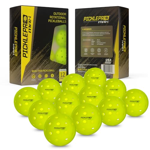 Rotationally Molded Pickleball Balls for Competitive Players – Premium LDPE 40-Hole Soft Feel Design – USAPA Approved, Tournament-Grade, Precise Control & Superior Durability - color: 12 Pack