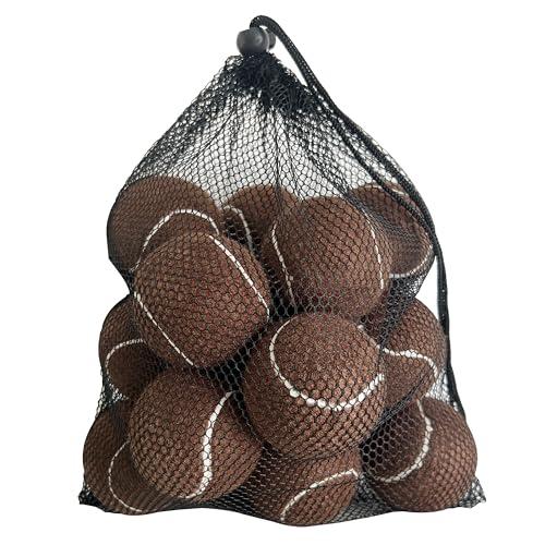 Tennis Balls, 12 Pack Advanced Training & Practice Tennis Balls for Beginners, Pet Dogs Playing Balls, Includes Mesh Carry Bag - color: Brown