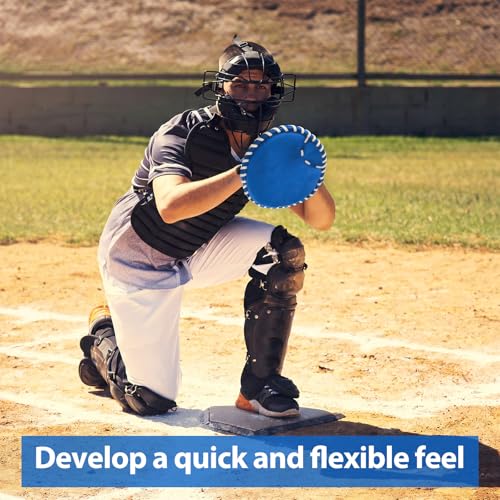 VioraWhite Pancake Baseball and Softball Training Glove with Practice Foam Ball - Flat & Soft Premium PVC Fielding Gear for Right-Hand Throw, Great Choice for Teens