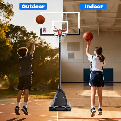 BACKYARD BLITZ Basketball Hoop, 44&48IN&54IN Backboard Portable Basketball Goal System, 10FT Hand-Crank Adjustable Basketball Hoops Outdoor - size: Basketball Hoop 54in Backboard