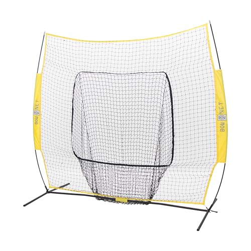 Bownet Big Mouth Replacement Net 7' x 7' - Yellow Durable Practice Net - Fits Original 7x7 or Big Mouth - Perfect for Training, Baseball Field Drills, Practice Sessions, and Sports Training Use