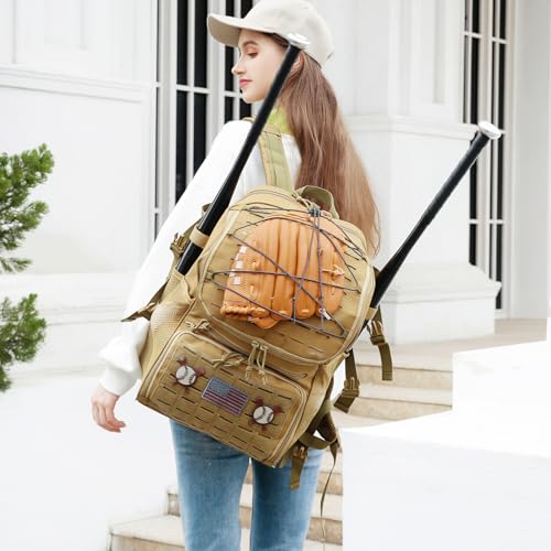 HAMBOLY Baseball & Softball Bag for Adult and Youth with Shoe Compartment, Waterproof Equipment Bag Backpack for Baseball Softball Bat Helmet, with Fence Hook Design