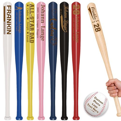 Personalized Mini Bat 18” Custom Engraved Mini Baseball Bat with Name, Number for Tee Ball, Little League, Softball Team, Coach Gift