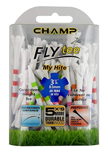 Champ Zarma FLYtee My Hite 3-1/4" 25 count - color: White/Mixed Colors Stripes