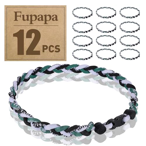 Premium 12Pack Baseball Necklaces, Multi-Color 18inches Sports Necklaces, Ideal for Baseball Team Gifts, Party Favors, Sports Parties - color: Green Black White