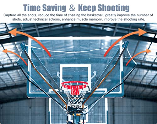 Basketball Hoop Returner Return Attachment Shot - Black Rotatable Rebounder Shooting Trainer and Guard Net Set for Outdoor Indoor Practice