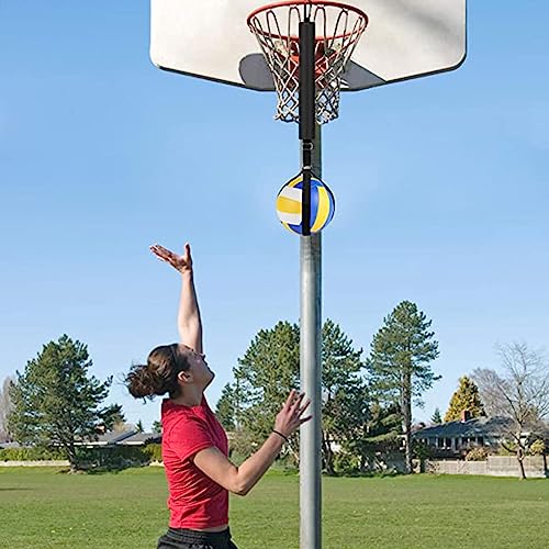 Volleyball Spike Trainer – Removable Solo Spike Practice Kit with Adjustable Handle and Metal Hook, Hitting Trainer for Beginners to Learn Serving and Spiking Skills, Home Backyard Training